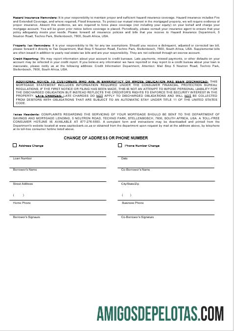 Extrato de hipoteca do USA Capitec Bank em formatos Word e PDF 3 amostra